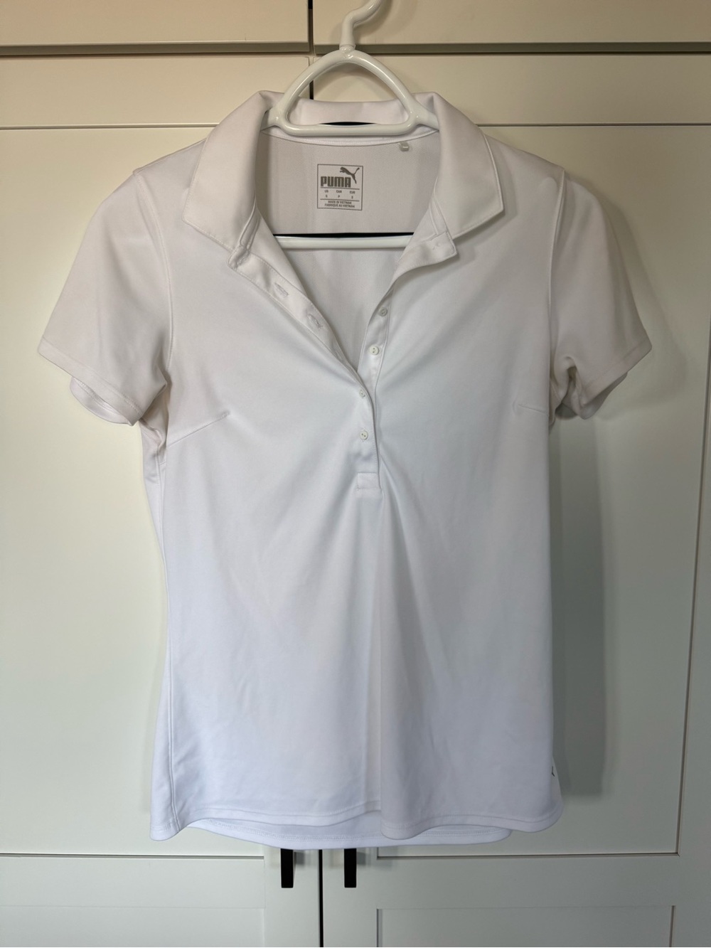 PUMA Women’s White Short-Sleeve Polo Top - Womens golf top size small